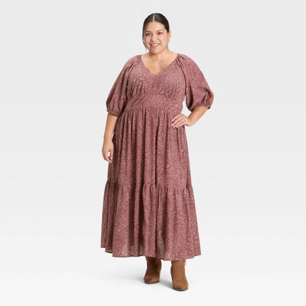 Universal Thread - Women's Puff Elbow Sleeve Maxi A-Line Dress - Univ Purple
